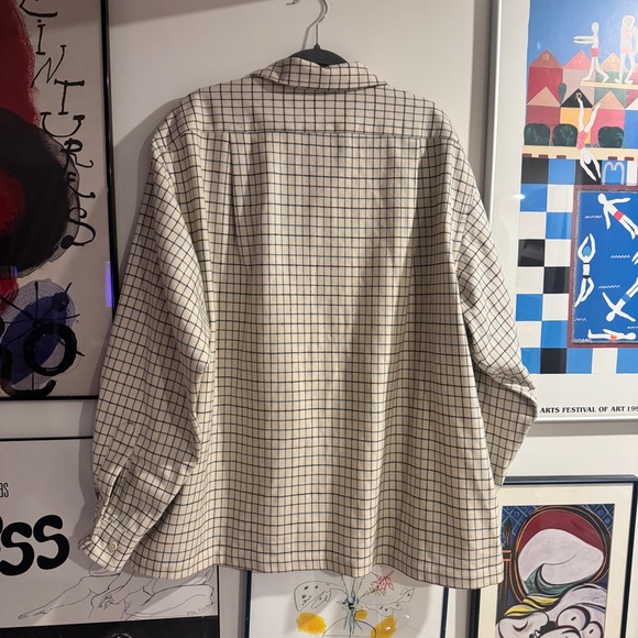 Vintage Polo Ralph Lauren Cream and Black/Blue wool Checkered shacket- XL - Picture 7 of 16